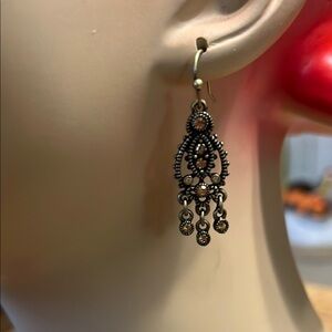 Lia Sophia Black and Gold Dangle Earrings